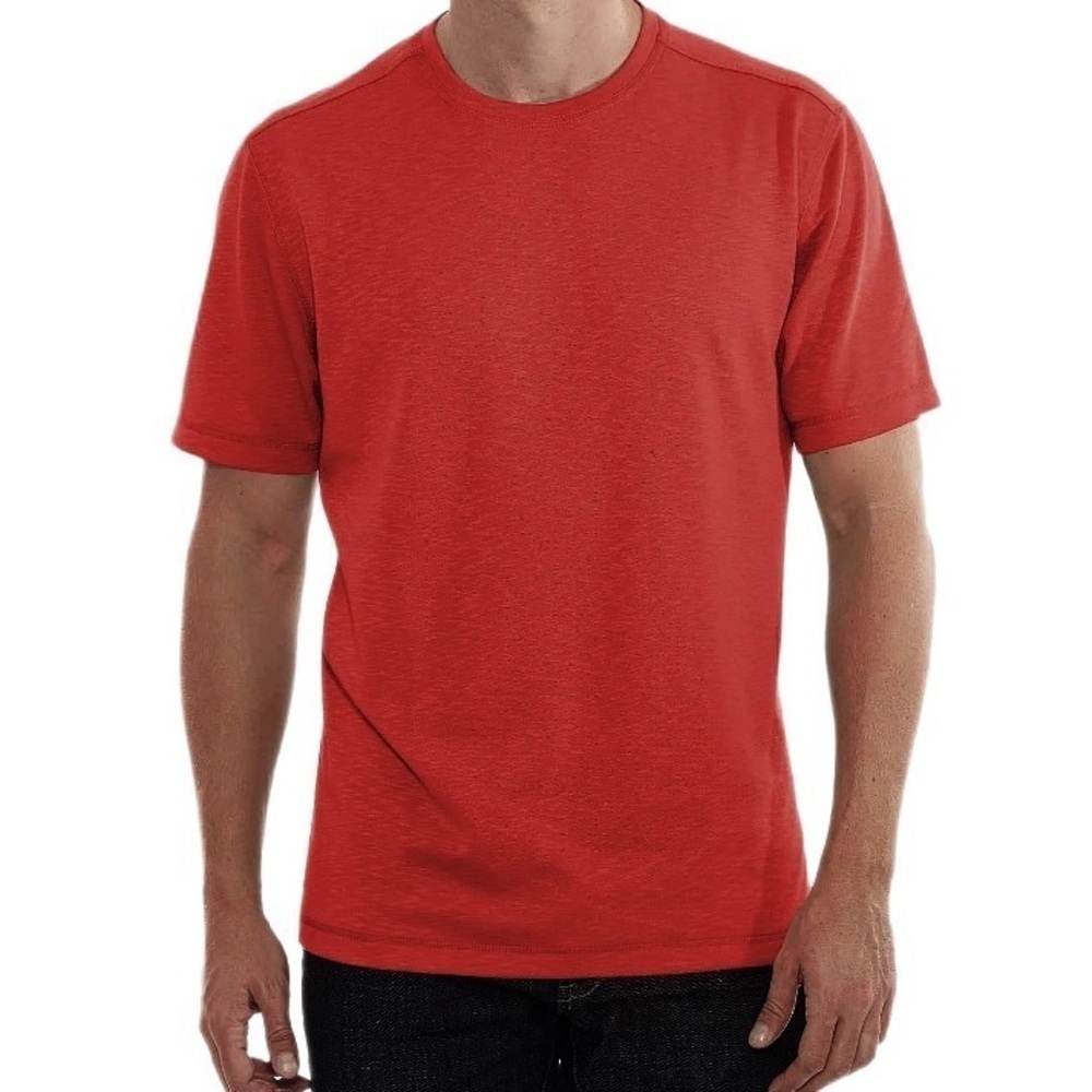 Woolrich Short Sleeve Riverside Tee Guava Red Men's XL Textured White Gray